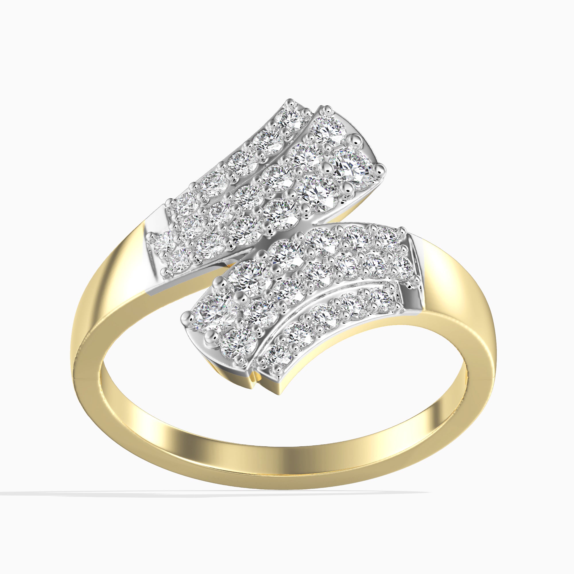 14K Arany Gyűrű 36 darab Fehér Gyémánttal